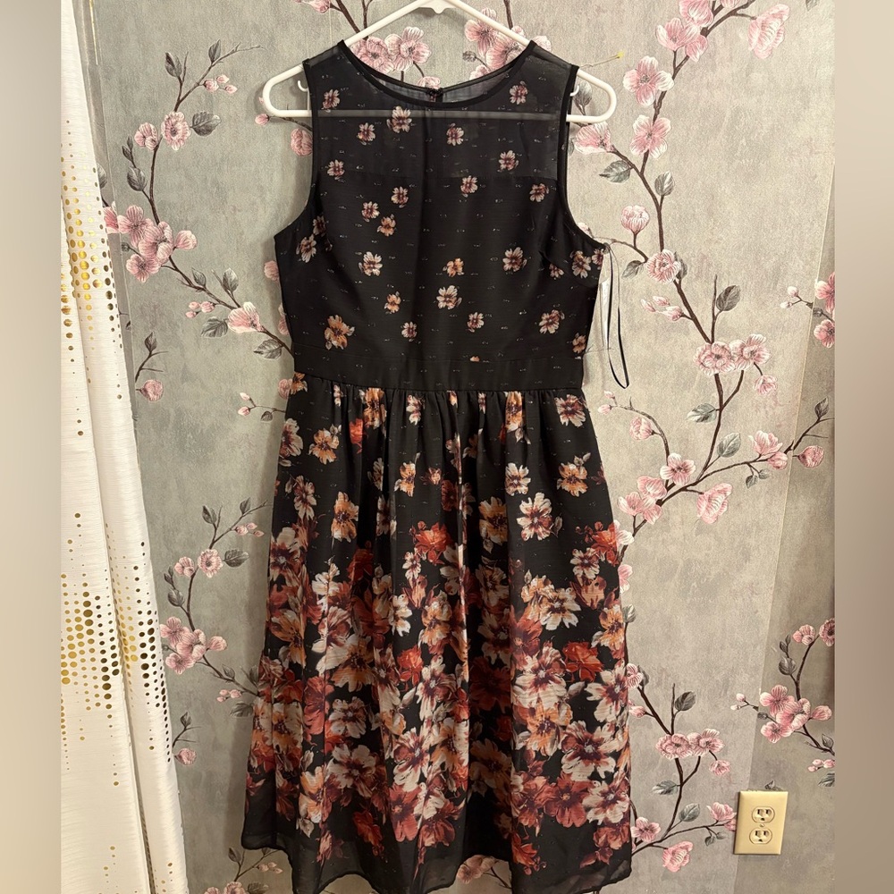 NWOT Glamour Cocktail Dress in Black and Rust
